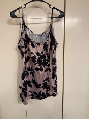 Floral Print Spaghetti Strap Tank Top - Tan and Black
